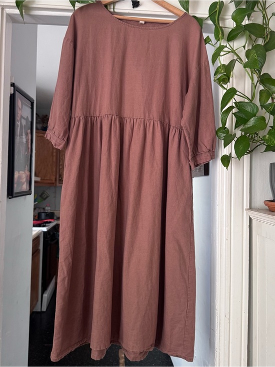 grae cove Dresses & Skirts - Grae cove linen blend dress light brown modest prairie minimal mid to long boho